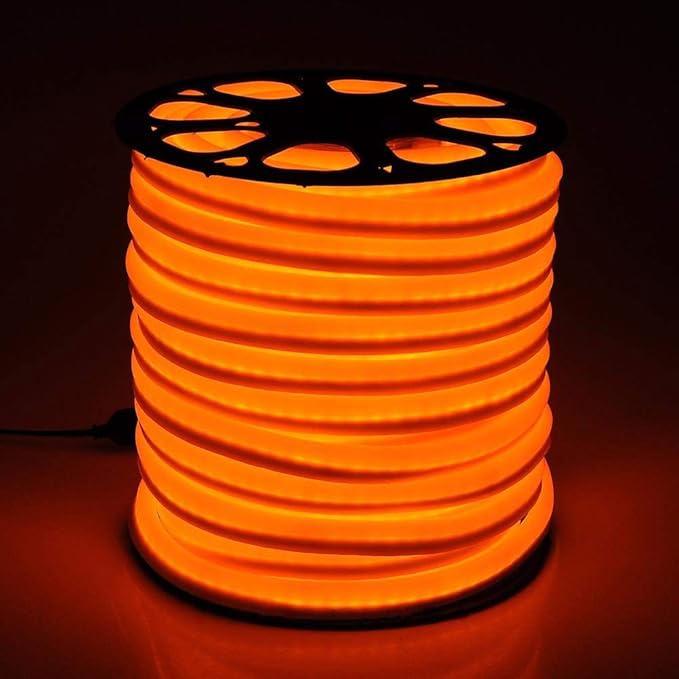 100FT Orange Flexible LED Neon Rope Light Lighting Strip Tube Indoor Outdoor Christmas Party Wedding Room Decor Lighting 110V