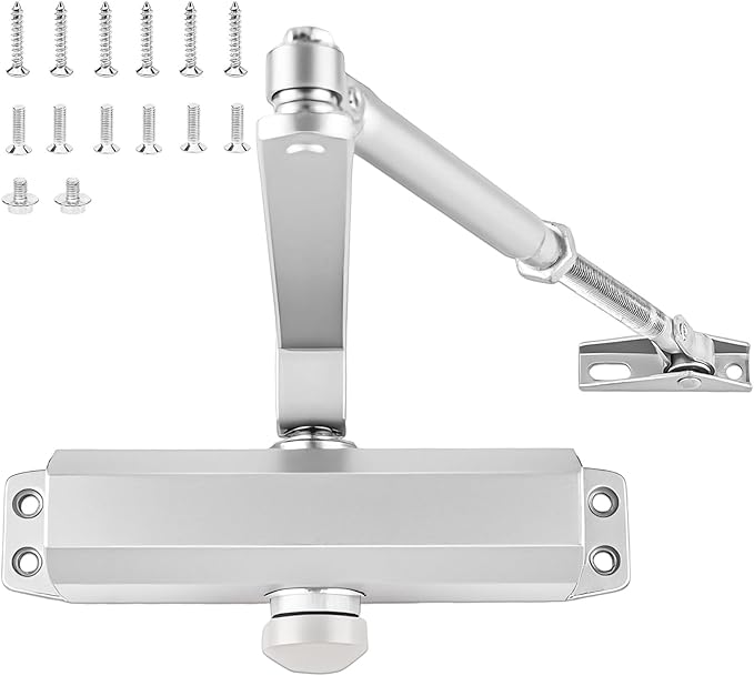 Commercial Door Closer, Automatic Door Closer (Sliver), Heavy Duty Hydraulic Door Soft Closer, Self-Closing Door Closer with Adjustable Speed, Fits 121-187lb Doors 23-44in, for Commercial or Home Use