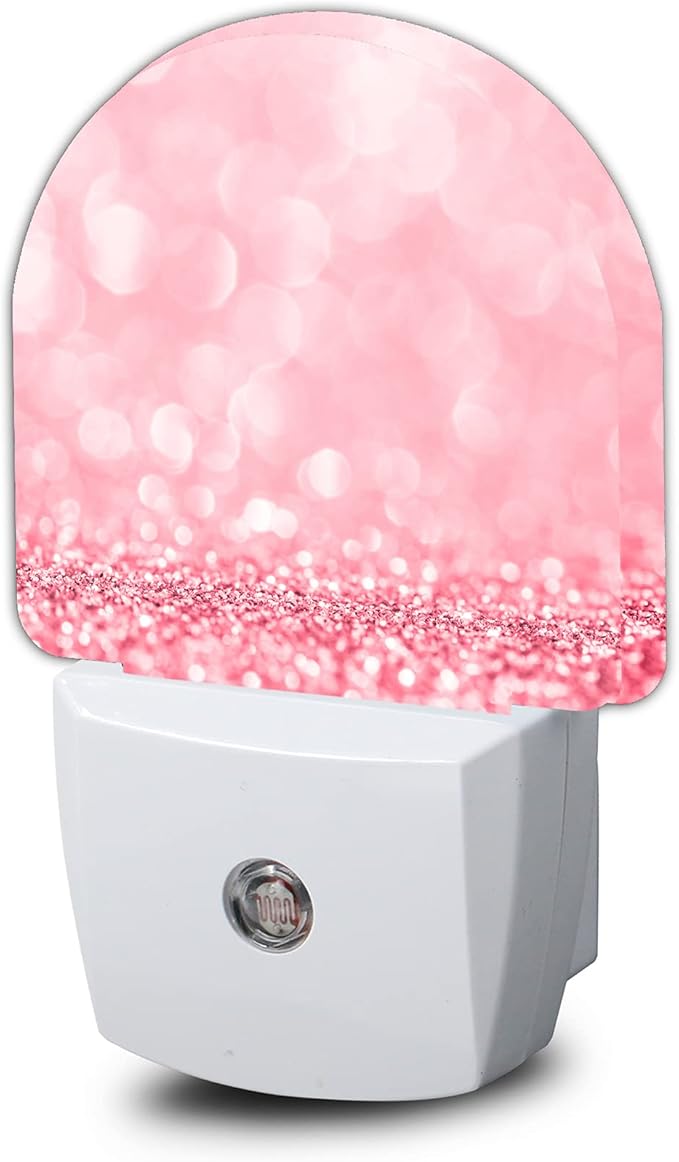 Pink Glitter Night Light,Night Lights Plug into Wall Decor for Stairway/Hallway/Kitchen,Dusk to Dawn Sensor Nightlights for Boys/Girls/Women/Men Room Gifts