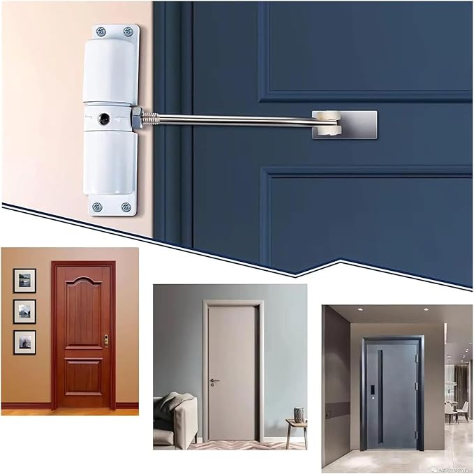 Heavy-Duty Automatic Door Closer, Spring Adjustable 30kg Closing Hinge(Black)