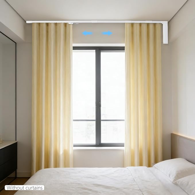 Electric Curtain Track, Retractable Motorized Curtains Rod From 2.16-6.2m/7-20ft, Automatic Curtain Opener w/Smart/Manual Control, Smart Curtains System for I-Rrail and U-Rail (For 7-20ft)
