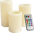 CANDLE CHOICE Battery Operated Color Changing Flameless Candles with Remote Timer Real Wax Realistic Flickering Electric Multicolor LED Pillars Lights for Home Wedding Christmas Decorations 3 Pack