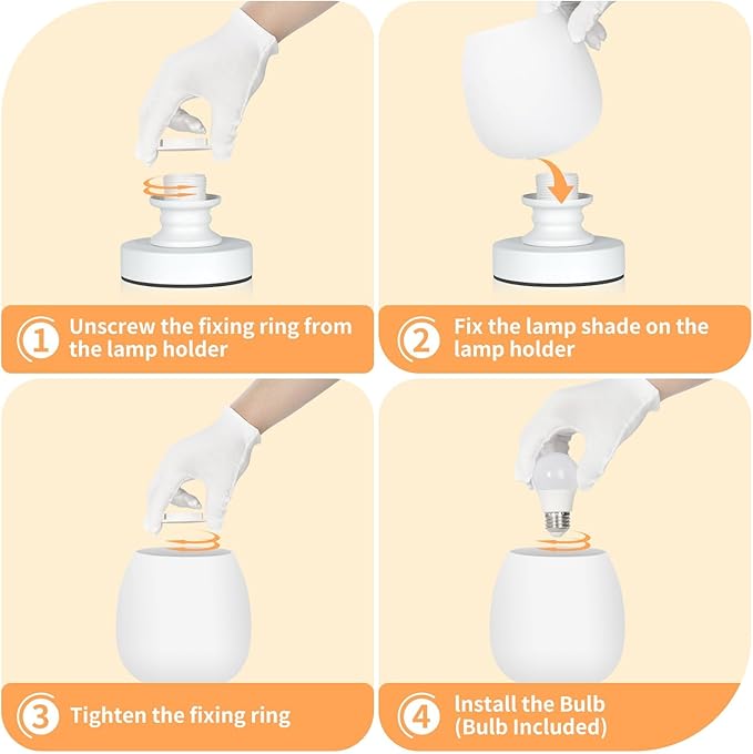 Small LED Table Lamp for Bedroom, 2 Sets Touch Control Dimmable Desk Light,USB Port White