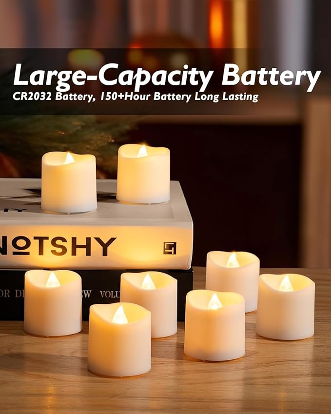 Homemory 24Pack Timer Flameless LED Votive Candles, Long Lasting Battery Operated Tea Light with Timers, 6 Hours On and 18 Hours Off Cycle Automatically for Wedding, Table Decorations (Warm White)