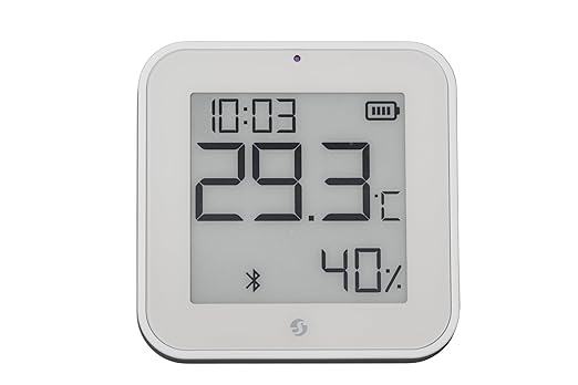Shelly BLU H&T Display ZB Black, Bluetooth & Zigbee Operated Temperature & Humidity Levels Sensor, E-Paper Display, Home Assistant, Alexa, Google Home, Real-Time Monitoring, Long-Life Battery