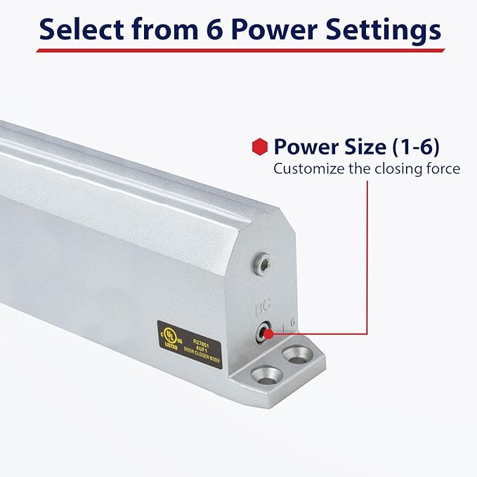 Lawrence Medium/Heavy Duty Door Closer Commercial Grade 1 - Surface-Mounted Commercial Automatic Door Closer with Adjustable 6-Speed Control and 3 Valves - Embassy Series LH5016