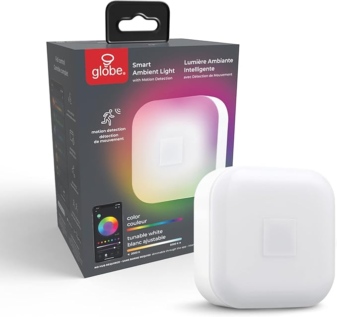 GLOBE Electric Wi-Fi Smart Ambient Night Light with Motion Detection, No Hub Required, Voice Activated, Multicolor Changing RGB, Tunable White 2000K - 5000K