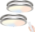 hepside 2Pack Flush Mount LED Ceiling Light with Remote, Dimmable& 3000K-6500K Adjustable Ceiling Light Fixture, Timer, Night Light, 13 inch Brushed Nickel Ceiling Lamps for Kitchen Bathroom Bedroom