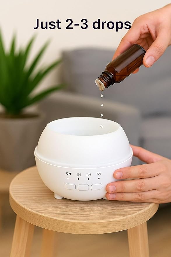 2-in-1 Air Humidifier & Aroma Diffuser Home Fragrance Room Decor Essential Oil Diffuser Humidifiers for Bedroom LED Light Color Changing Car Air Freshener (White-2)