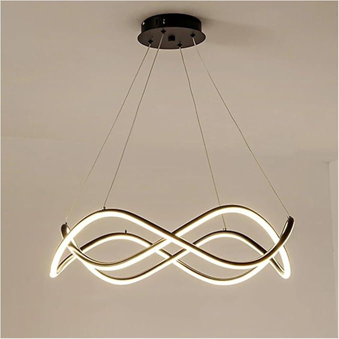 Modern Home Decor Led Lights Pendant Light Lamps for Living Room Chandeliers for Dining Hanging Indoor Lighting,Modern LED Chandelier(RC Remote dimming,Black-D60cm)