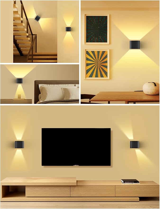 Rechargeable Motion Sensor Wall Lights, LED Wireless Sconces with Remote Control, 10-100% Dimmable 2700-6500K, Adjustable Beam Angle, 3 Modes, Black 5000mAh for Bedroom, Hallway, Stairs, 4-Pack
