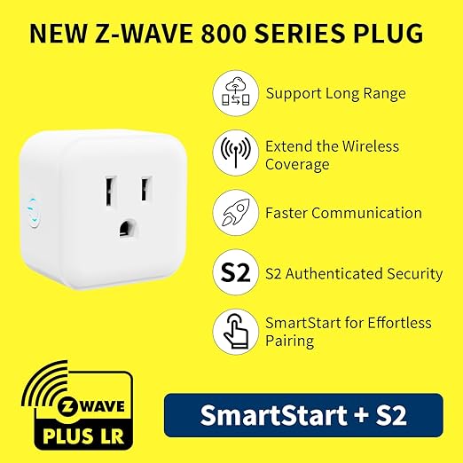 Minoston Smart Plug, 15A Mini Z-Wave 800 Series Plug-in Socket with Built-in Repeater andRange Extender, Z-Wave Hub Required, Compatible with SmartThings, Wink, FCC and ETLListed, MP21Z