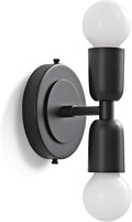BRIGHTTIA Luna Duo 2 Light Wall Sconce - Mid Century Modern Fixture for Wall & Ceiling - Minimalist Edison Lamp for Hallway and Bathroom Vanity - Matte Black (BW0026-2B)