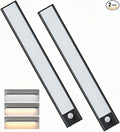 11.8in Motion Sensor Cabinet Light, 2 Pack Under Cabinet Lighting with 4 Modes (Auto Night/Day/Always On/Off), 3 CCT & Stepless Dimming, USB Type-C Charging, for Kitchen, Stairs