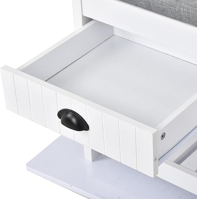 Hall Tree with Shoes Bench, Entryway Coat Rack with Storage Shelves and Drawers, 33.5''W Coat Hanger for Entrance, Hallway (White)