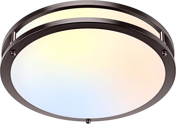1-Pack 36W LED Ceiling Light, 13inch Oil Rubbed Bronze Flush Mount Light Fixture 3600LM 2700K/3000K/4000K/5000K/6500K Adjustable Ceiling Light, Modern Dimmable Lighting for Kitchen Hallway Bathroom