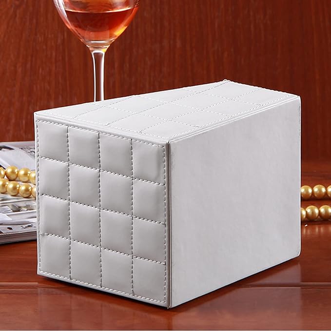Fashionable PU Leather TV Remote Control Holder with 3 Compartments,Multifunction Desktop Organizer Holder, Media Accessory Storage & Organize Controllers (white)…