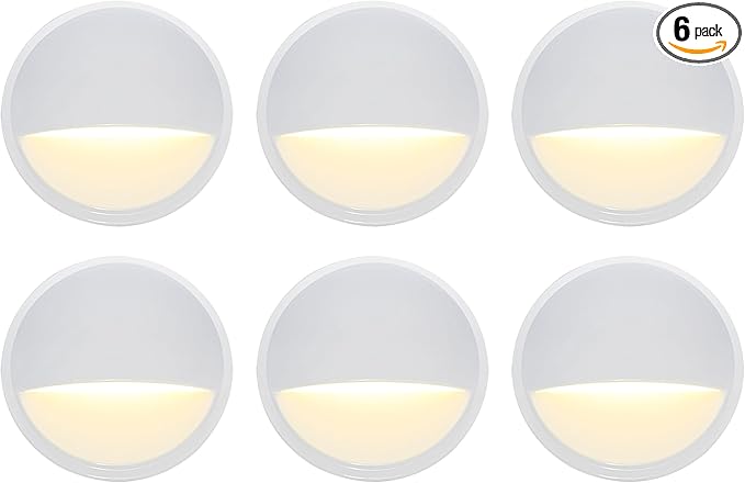 GKOLED Landscape Deck Light, Low Voltage 12V AC/DC Outdoor Patio Lighting, LED 2W Step Light, Die-Casting Aluminium with Glossy White Powder Coated Finish, 3000K, 6 Pack