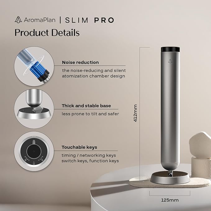 AromaPlan 5-Star Collection Rechargeable Waterless Diffuser (Fragrance Included)- Smart Cold Air Diffuser, Adjust Intensity & Timer, Long Battery Life- Aluminum Body, Luxury Scent Experience, Silver