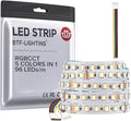 BTF-LIGHTING RGBCCT 5 Colors in 1 LED Tape Lights 5050SMD RGBWW RGB+Dimmable Color Temperature 2700K-6500K 16.4ft 96LED/m 480LED IP30 DC24V White PCB for Home Decoration(No Adapter or Controller)