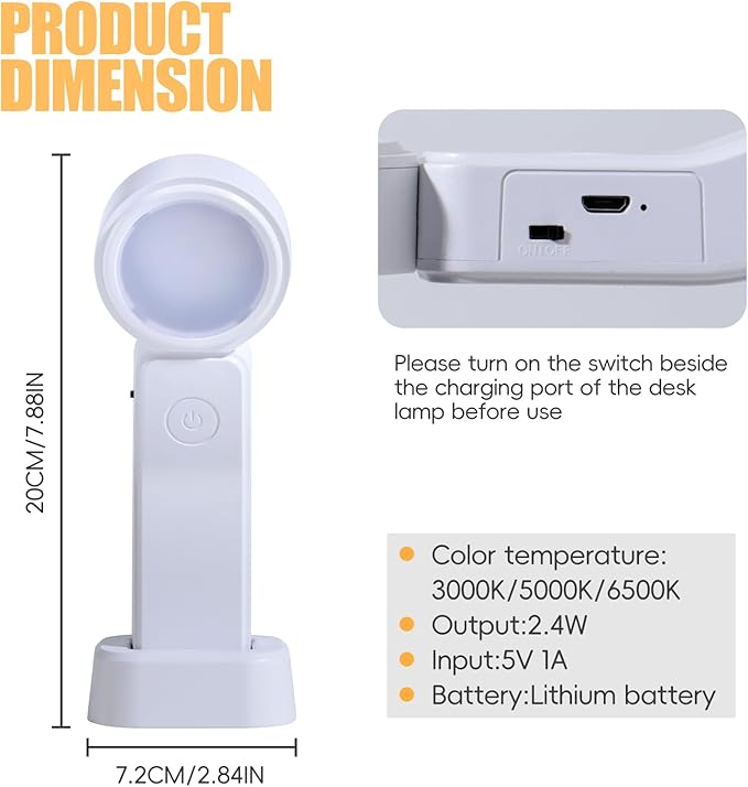 oneleaf EU AAA Grade Eye-Caring Desk Lamp, Stand 2-in-1 Dimmable LED Light (Oval) (Round)