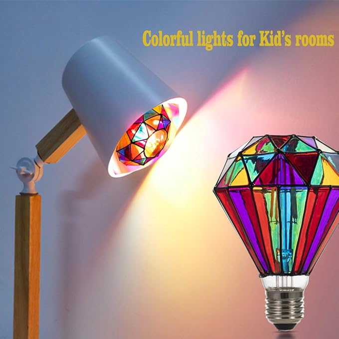 I-SHUNFA Stained Glass Edison LED Light Bulb, E26 Standard Base 6 Watts Heatless G95 Globe Shape LED Light Bulbs for Home Party, Recreation Room,Balcony,Garden,Christmas Decoration（Non-dimmable ）