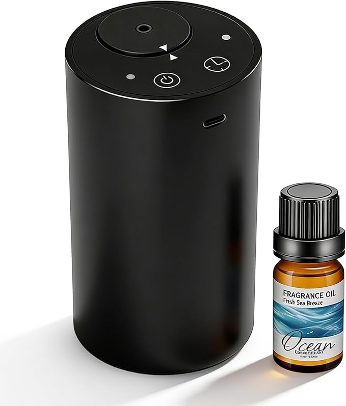 Voice Control Smart AI Waterless Scent Diffuser Starter Kit - Alloy Atomization System, Rechargeable Hotel Scent Diffuser, 1500 Sq Ft Coverage, for Home, Large Room, Spa, Cream