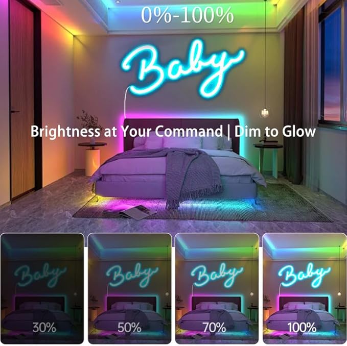 USB 5V RGB LED Neon Strip Lights with APP/Remote Control, IP65 Waterproof Music Sync Color Changing Lights for Bedroom, TV Backlight, Party Decor - Dynamic Modes & Easy Installation (16.4FT)
