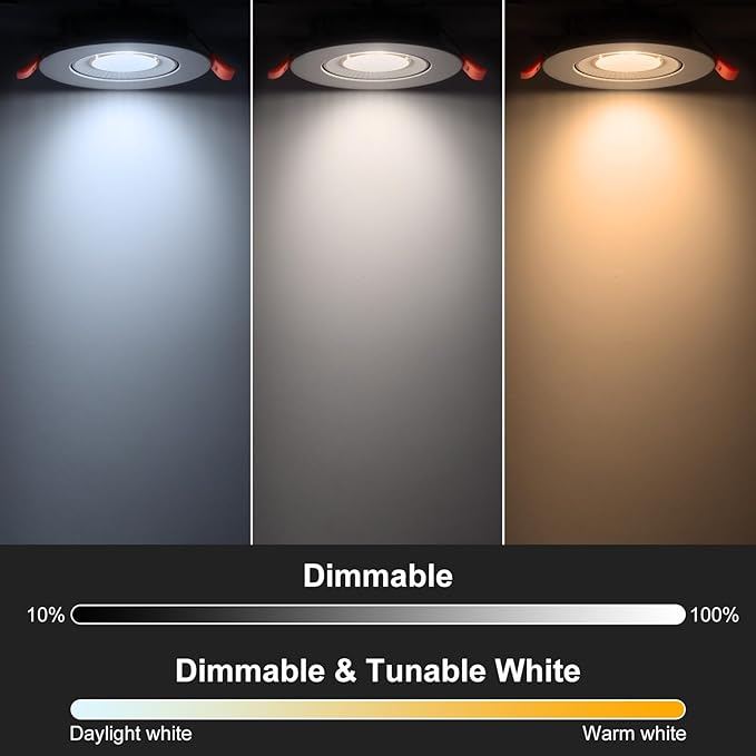 Smart 3 Inch LED Recessed Lighting, Ultra-Thin 60°Adjustable Downlight, 5W WiFi Compatible with Alexa and Google Home, Dimmable RGB & CCT 2700K-6500K, 120V Ceiling Light with LED Driver, 4 Pack