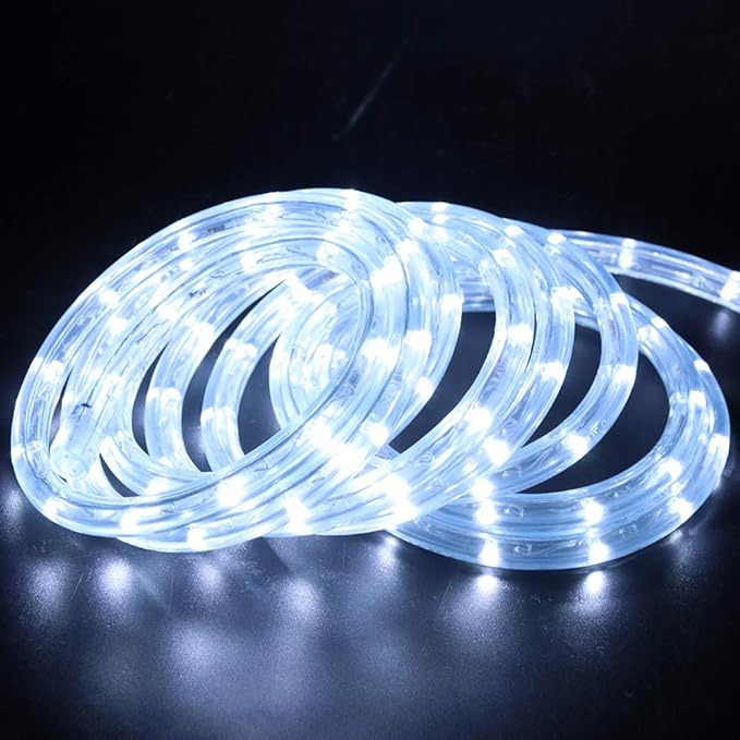 7/16" Rope Lights, 9.9ft 2-Wire Waterproof LED Rope Light Kit, 110V-120V PVC 30 LED/M Tube Lights Strip for Background, Outdoor, Christmas, Home Decoration(White)