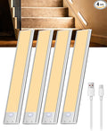 SZOKLED Motion Sensor Light Indoor, Closet Lights Rechargeable Battery Operated, Dimmable Under Cabinet Lighting for Kitchen, Stair, Wardrobe, Pantry, 4Pack (9.84inch)