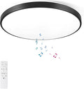 HOREVO 16inch 36W LED Ceiling Lamp Black Flush Mount Ceiling Light Fixture with Bluetooth Speaker with Remote Control, RGB Color Changing,for Living Room, Dining Room, Bedroom, Office