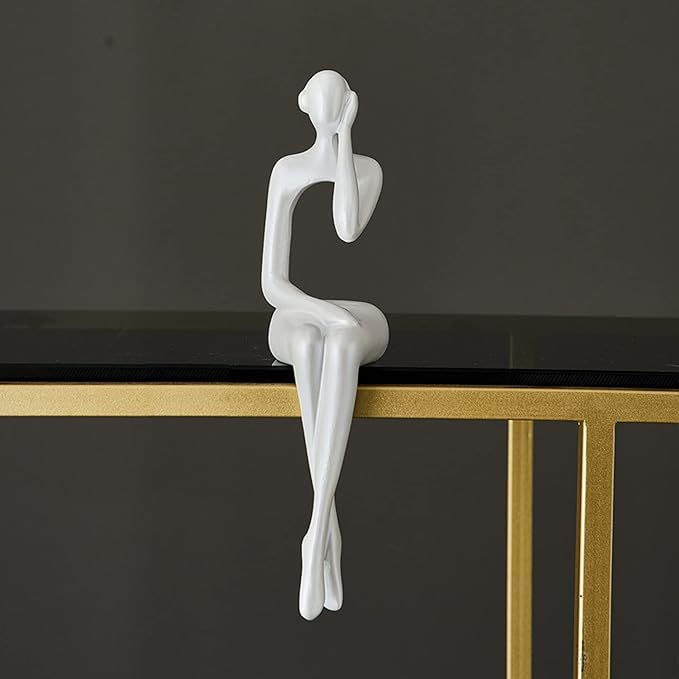 XINXUAN White Statue Home Decor - Modern Bookshelf & Desk Decor - 3 Piece Set