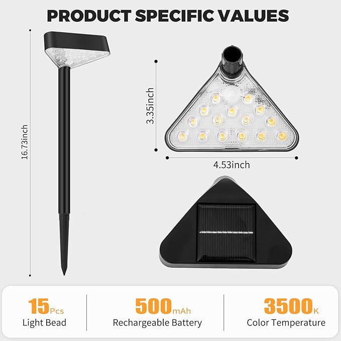 2 Pack Solar Pathway Lights Outdoor, Bright LED Solar Landscape Lights, Waterproof Solar Garden Lights for Yard, Patio, Walkway, Lawn, Driveway(Warm White, 2 Pack)