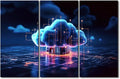 TUMOVO 3 Panel Large Wall Art Crypto, AI, Firewall Network Security, Artificial Intelligence, Cyber Security, Cloud Managed, Circuit Board Picture Poster for Home Wall Decorations, 60" Wx40 H