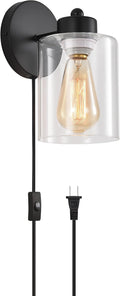 Metal Sconces Wall Lighting with Clear Glass Shade,Bathroom Black Vanity Light Matte Black Wall Sconce, Matte Black Vanity Lights for Bathroom, Modern Wall Light Fixtures