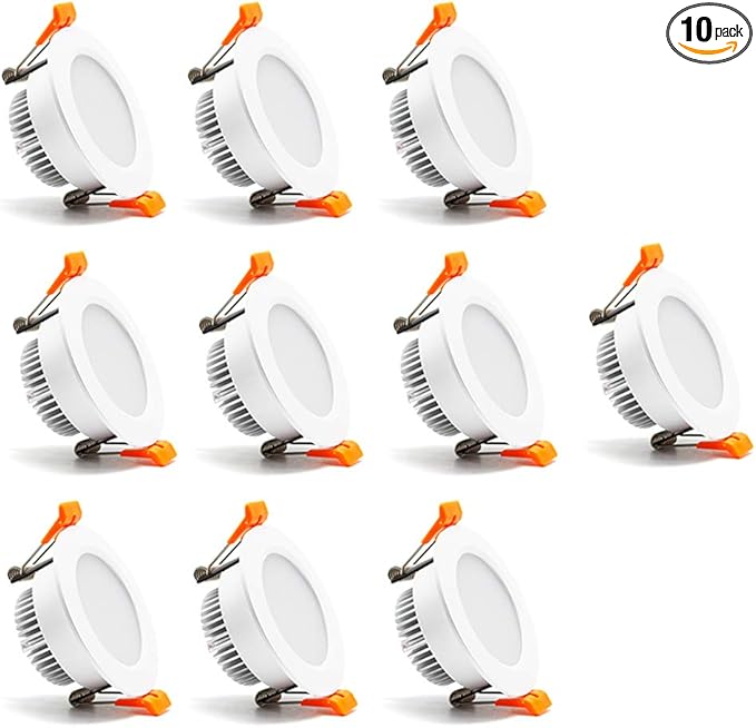 2.5 inch Dimmable LED Recessed Lighting, 5W Retrofit Downlight, 3000K Warm White, CRI 80 with LED Driver, as AC 110V Ceiling Light Fixture for Living Room, Kitchen, Bedroom, Hallway, 10 Pack