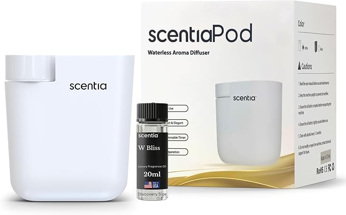 Home Scent Diffuser Starter Kit |Plug in Waterless Aroma Diffuser for Essential Oils for Home, Office, Spa | Covers up to 500 Sq. Ft. | White | 20 ml Oil Included - Christmas