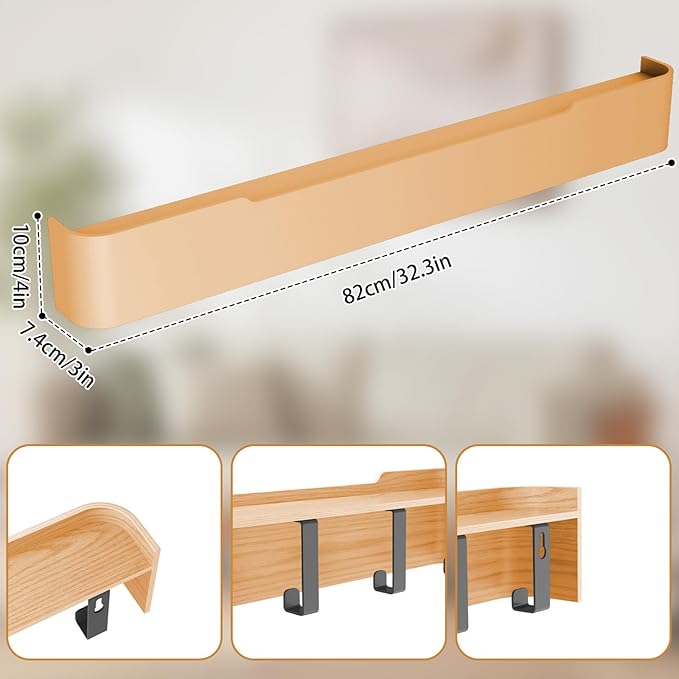 Coat Rack Wall Mount Entryway Organizer Modern Key Holder Wall Mount with Wooden Shelf Entryway Hooks for Bedroom Kitchen Hallway Bathroom for Hanging Coats Hats Dog Leashes Bags Towels