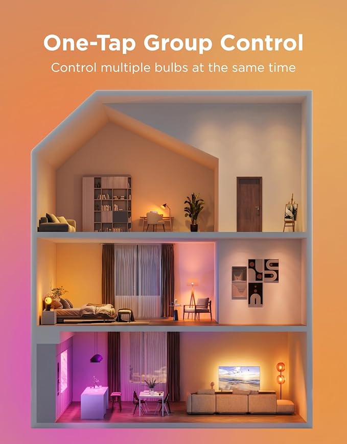 Govee Smart Light Bulbs, WiFi & Bluetooth Color Changing Light Bulbs, Music Sync, 16 Million DIY Colors RGBWW Color Lights Bulb, Work with Alexa, Google Assistant Home App, 800 Lumen, 2 Pack