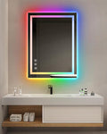 oneup 24x32'' RGB Bathroom Mirror with Lights,RGB Color Changing LED Bathroom Mirror for Wall,Lighted Vanity Mirrors,Dimmable,Anti-Fog,IP54 Waterproof