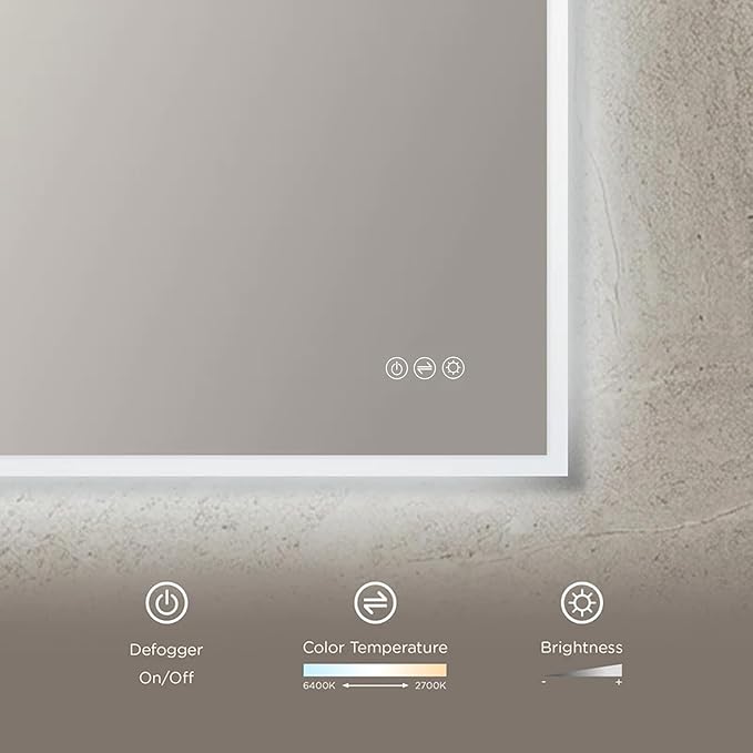Blossom 48"X36" LED Bathroom Mirror with Lights, Front Lit and Backlight, Stepless Dimmable, Anti-Fog, Shatter-Proof Tempered Glass, Memory, 3 Colors Lighting Bathroom Mirrors for Vanity