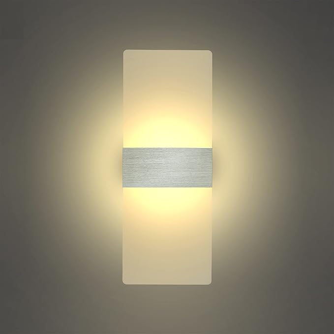 KICAAO Modern Wall Sconces Set of Two, Led Wall Light 10w, 2700k Warm Light Up Downlight, Hardwired Acrylic Wall Light Lighting, Suitable for Living Room Corridor Bedside (Warm Light 2700K 2Pack)