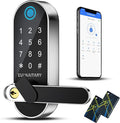Keyless Entry Door Lock, Fingerprint Door Lock with Handle, Smart Locks for Front Door and Bedroom, WiFi Electronic Locks, App Remote Control, Digital Keypad with Knob, Auto-Lock