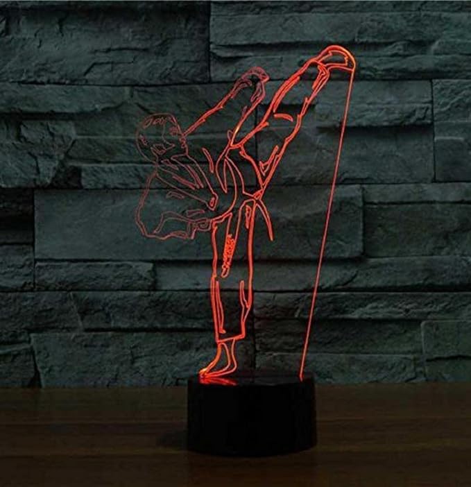 Creative 3D Taekwondo Night Light 16 Colors Changing USB Power Remote Control Touch Switch Decor Lamp Optical Illusion LED Table Desk Lamp