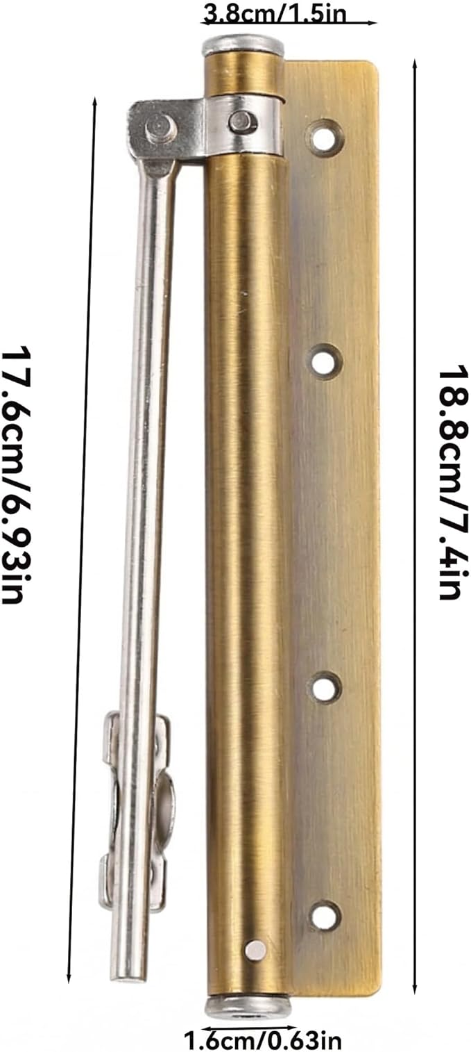 Automatic Door Closer Heavy Duty Adjustable Universal Installation/Wide-Angle Design/Tool-Free Force/Speed Adjustment/Commercial Grade Smooth Closing for Doors 80-120 lbs (Satin Gold)