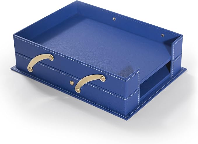 MOOGCO 12-Piece Leather Desk Set — Desk Pad 23.2" x 15.4", Double Document Tray, Pen Holder — Desk Organizer Set for Home Office & Executive Desk Accessories