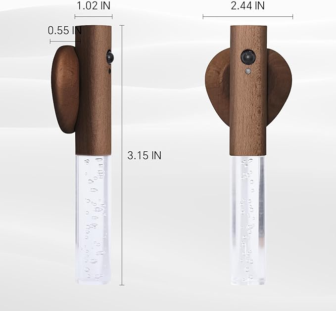 Motion Sensor Night Light Indoor, Rechargeable Night Light Wall Sconce Wood Set of 1, Battery Powered Magnetic Wall Sconce Decor for Bedroom, Hallway, Bathroom, Stairway, Closet(Walnut Wood)