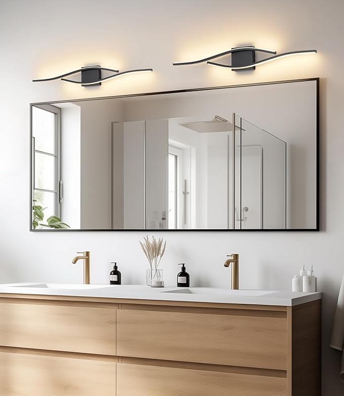 Joossnwell Bathroom Vanity Light Modern Bathroom Lighting Fixture Over Mirror 31.5 Inch Black Vanity Light Bar Dimmable 5CCT Vanity Lights Led Bath Wall Lamp