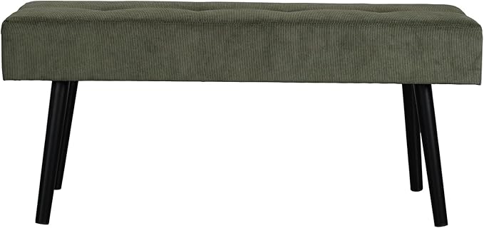 Entryway Bench - Green Bench for Bedroom, Modern Ottoman End of Bed, Corduroy Padded Benches for Living Room, Foyer, Mudroom, Hallway - 39" L x 14" W x 17" H